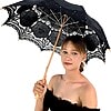 UMBRELLOX Black Lace Hand Sewn Parasol With Wood Handle - Image 4