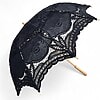 UMBRELLOX Black Lace Hand Sewn Parasol With Wood Handle - Image 2