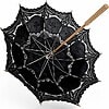 UMBRELLOX Black Lace Hand Sewn Parasol With Wood Handle - Image 3
